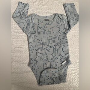 Gerber Light Blue Safari Animal One-Piece Bodysuit